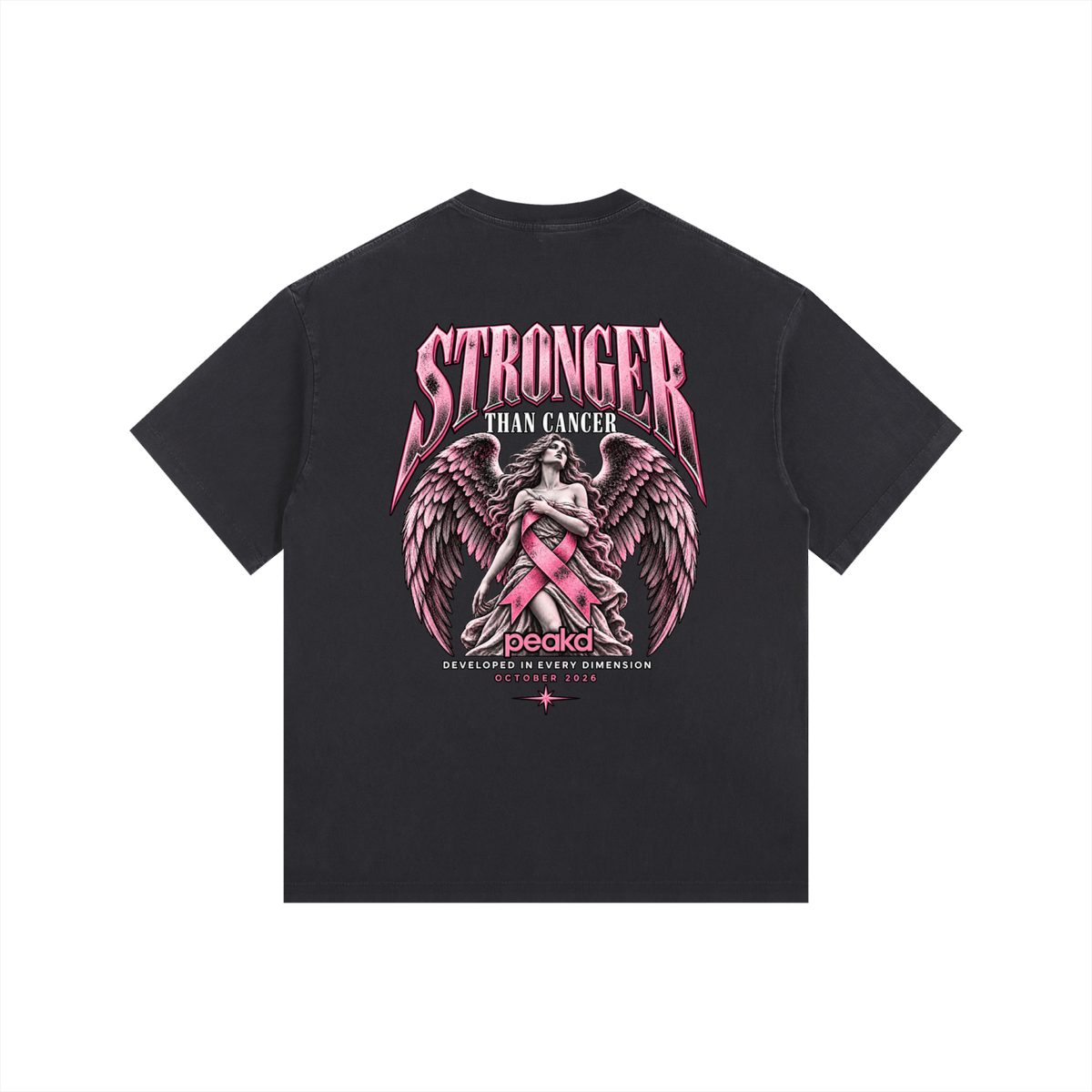 Stronger Than Cancer Vintage Washed Oversized Cotton T-Shirt