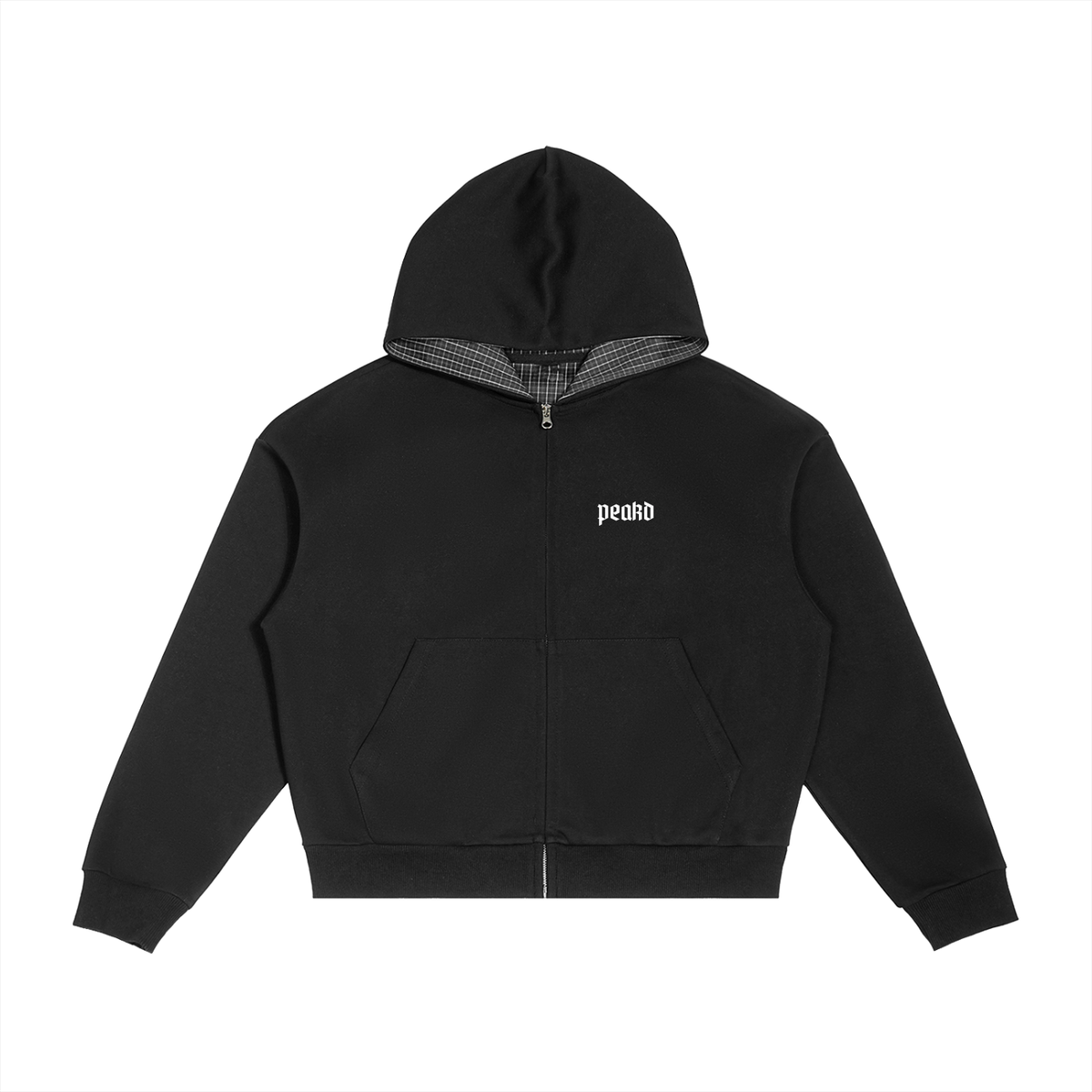 CORE Contrast Plaid Boxy Zip Hoodie